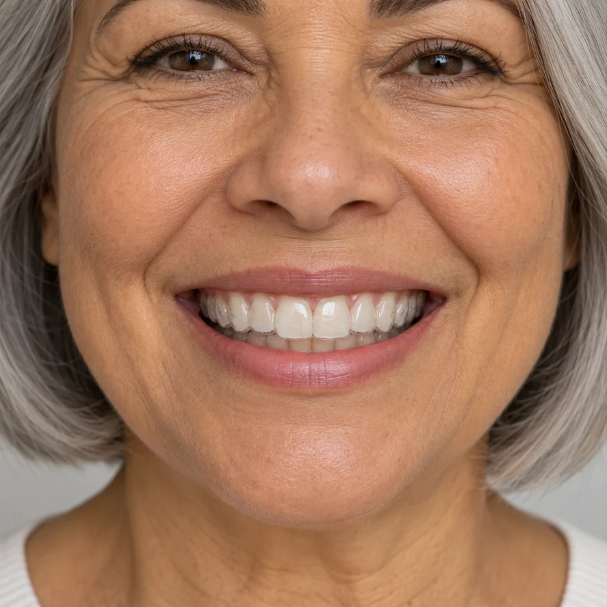 Imagem ilustrativa de um sorriso com alinhador transparente